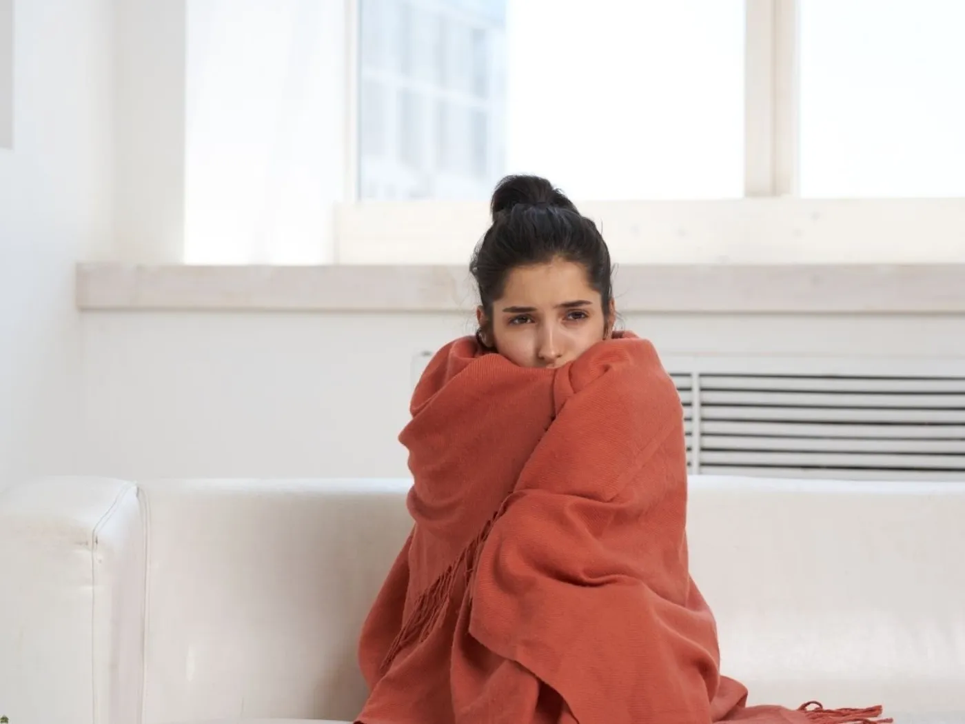 woman in a cold room