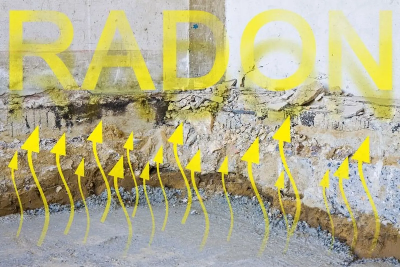 radon escaping through a ventilated crawl space in an old brick building