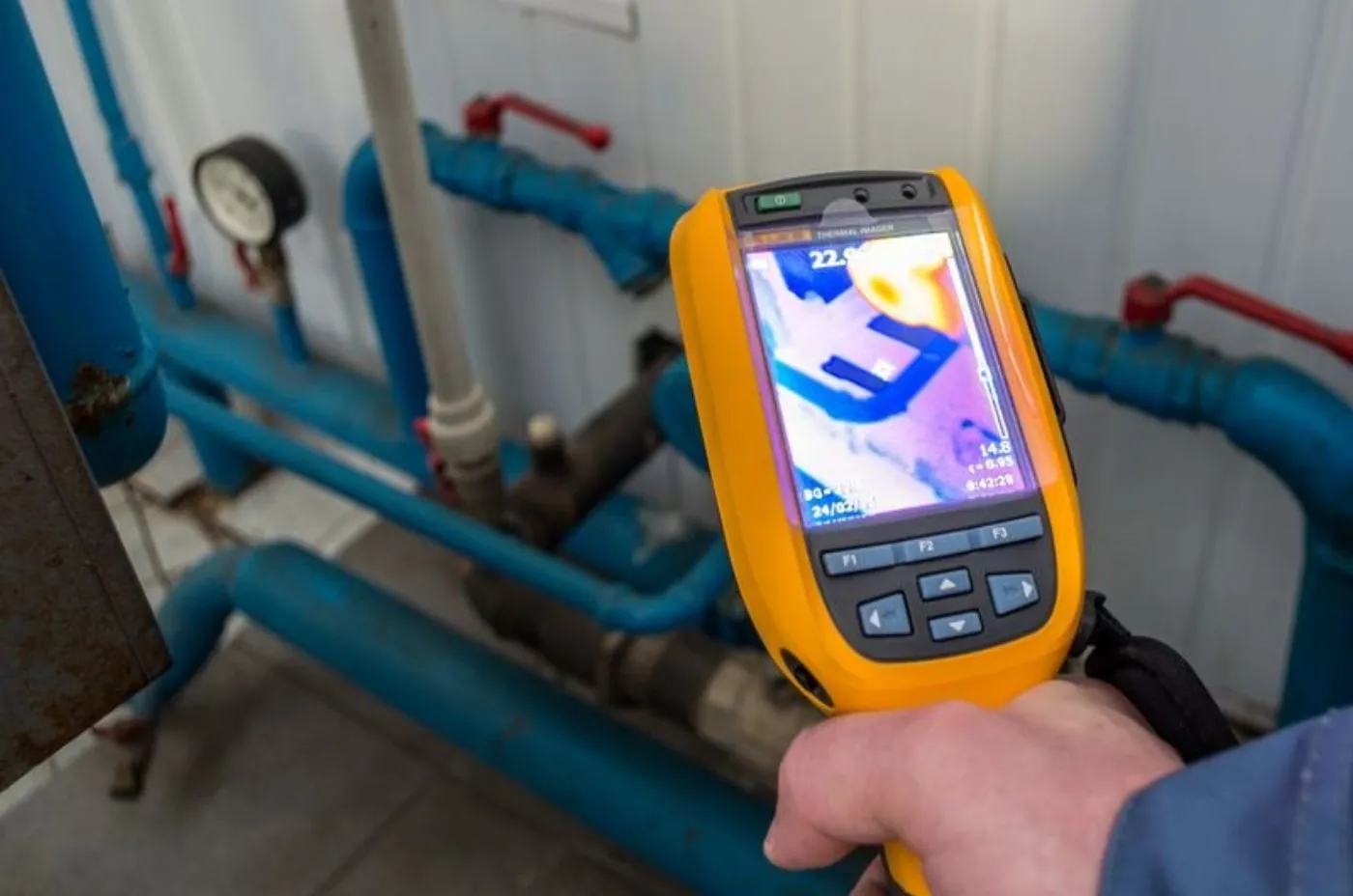 Recording heat loss at the pipes with Infrared Thermal Camera