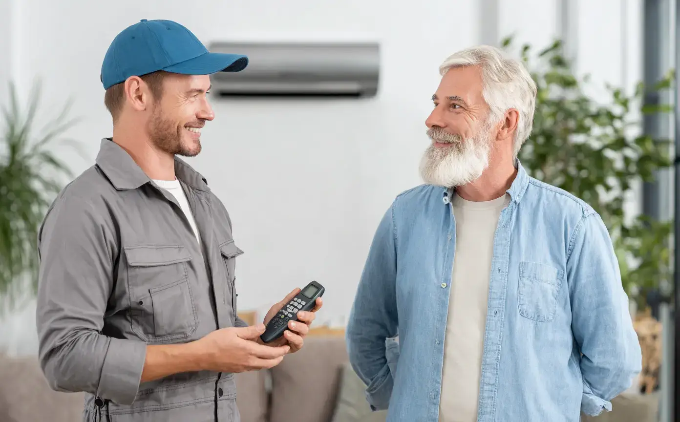 discussing home energy assessment
